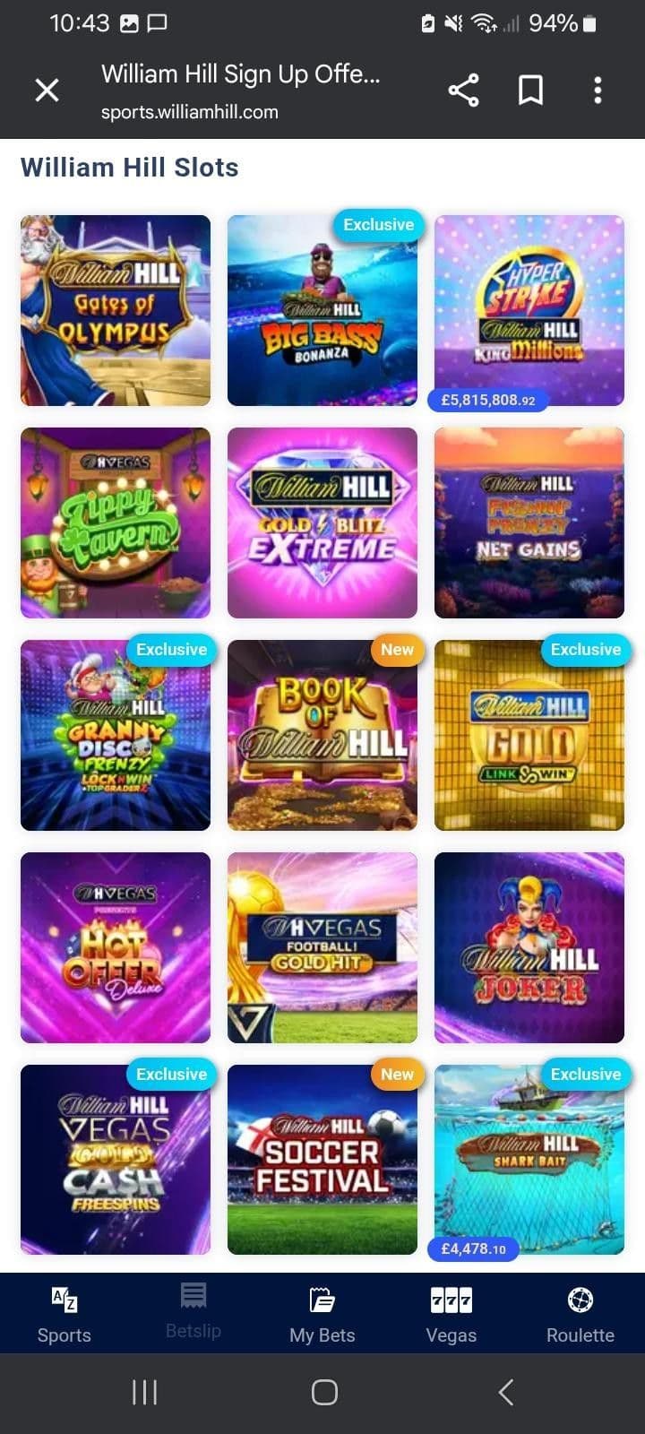 William Hill Exclusive Games