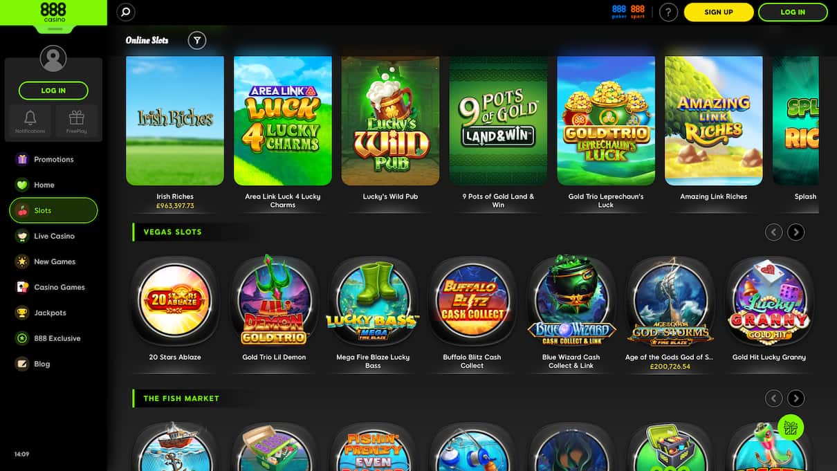 Screenshot of 888 Casino GB interface